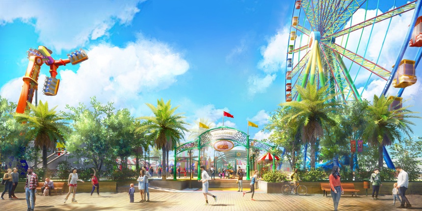 Các trò chơi cảm giác mạnh được triển khai tại đây gồm: Ferris Wheel đưa du khách lên cao ngắm nhìn toàn cảnh vịnh Phan Thiết, hay Family Coaster, Sky Loop, Reverse Time... Công viên đang thi công cổng chào, cơ sở hạ tầng và móng các trò chơi, dự kiến đưa vào vận hành trong quý I/2022.